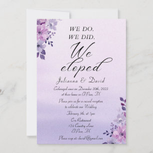 We Do We Did We Eloped Wedding Reception Invitation