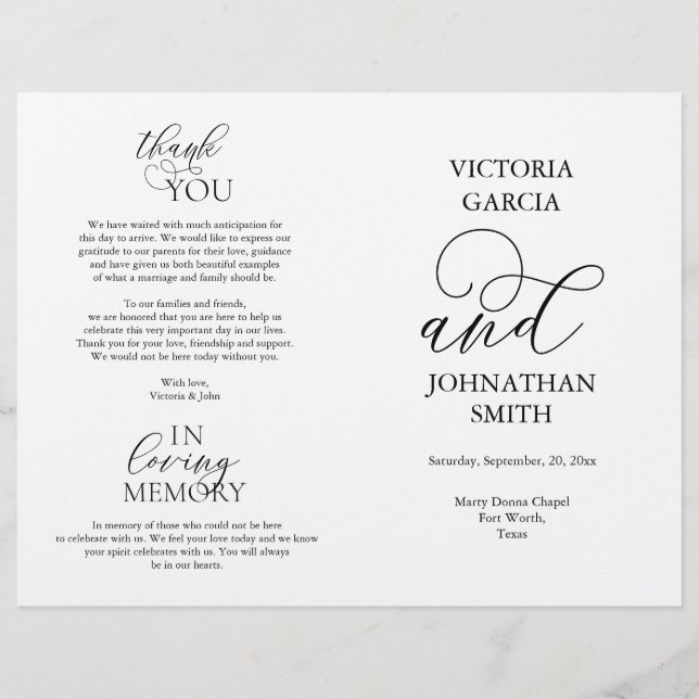 We Do, Wedding Ceremony Foldable Program (Front)