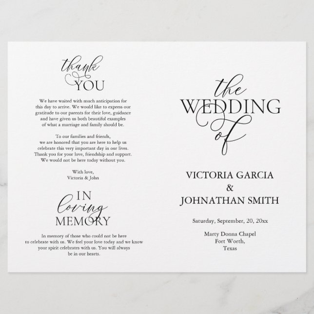 We Do, Wedding Ceremony Foldable Program (Front)