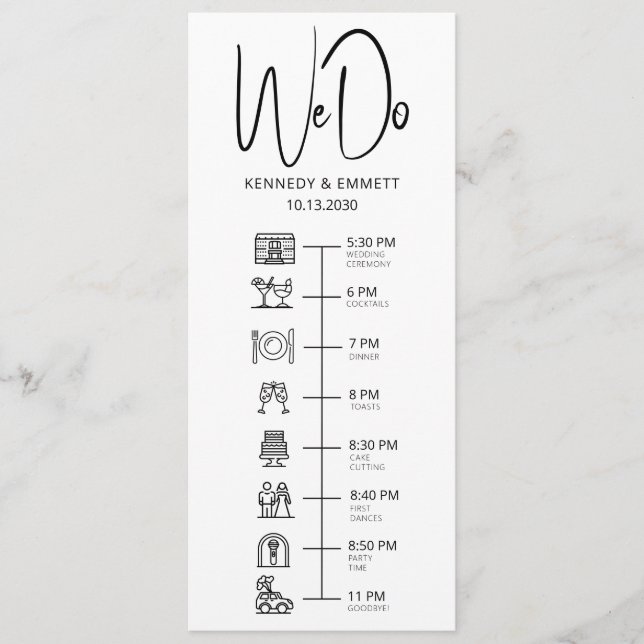 We Do Wedding Day Timeline Flat Program Programme (Front)