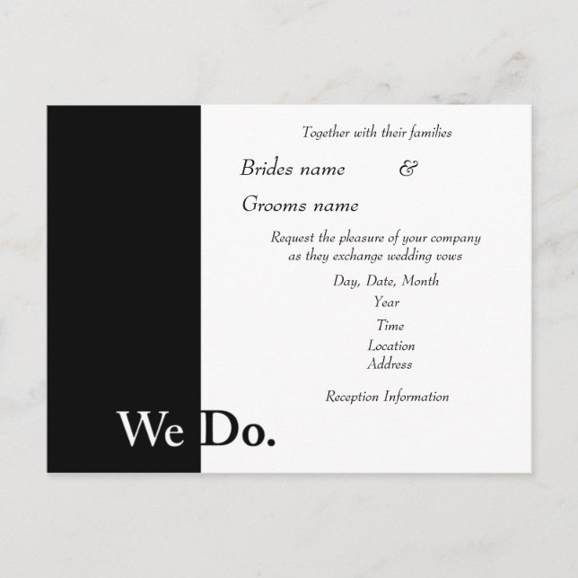 We Do Wedding Invitation Postcard (Front)