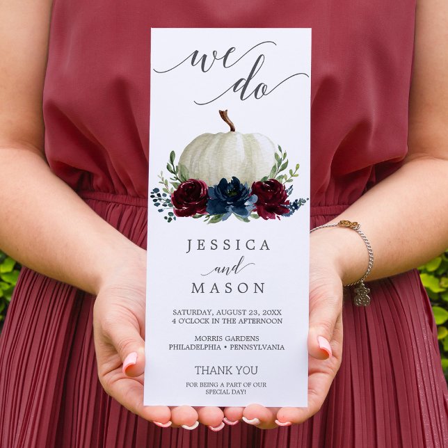 We Do Wedding Program Burgundy Navy Pumpkin Programme (Creator Uploaded)