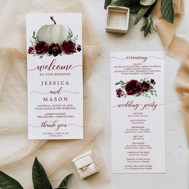 We Do Wedding Program Burgundy Pumpkin Fall Programme (Creator Uploaded)