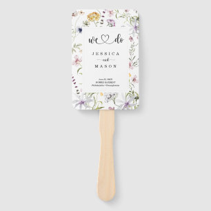 We Do Whimsical Wildflower Wedding Program Hand Fan