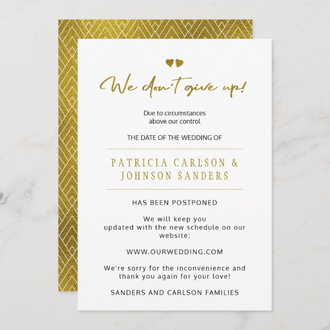 We don't give up postponed wedding announcement (Front/Back)