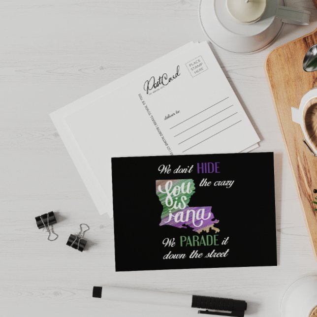 We don't hide crazy Mardi Gras Parade Fun Postcard (Creator Uploaded)