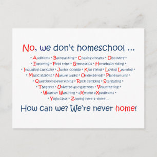 We Don't Homeschool Postcard