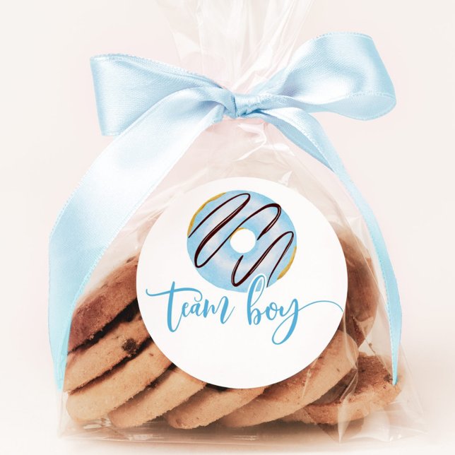 We doughnut know gender reveal team boy classic round sticker (Creator Uploaded)