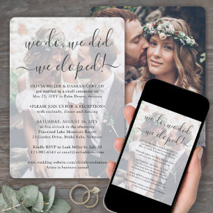We Eloped 2 Photo Overlay Wedding Reception Only Invitation