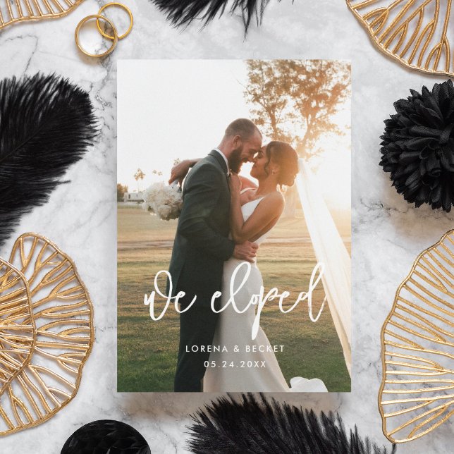 We eloped Contemporary modern wedding photo Announcement (Creator Uploaded)