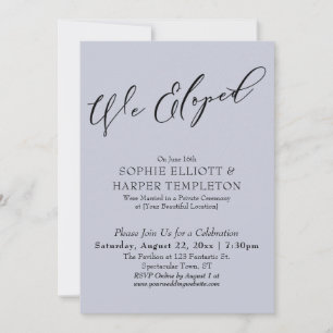 We Eloped, Elegant Simple Dusty Blue Celebration Invitation