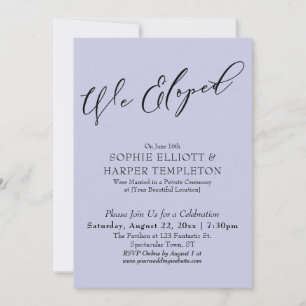We Eloped, Elegant Simple Lavender Celebration Invitation
