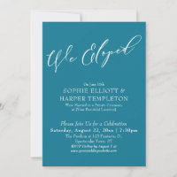 We Eloped, Elegant Simple Mosaic Blue Celebration