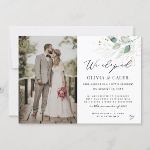 We Eloped Eucalyptus Wedding Announcement