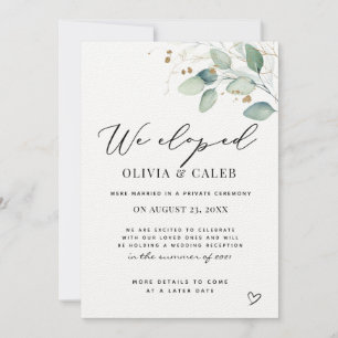 We Eloped Eucalyptus Wedding Announcement