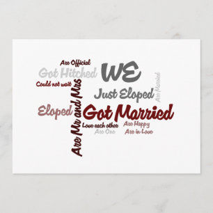 We Eloped   Got Married Word Cloud Invitation