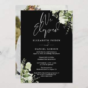 We Eloped Greenery Floral Photo Wedding Party Invitation