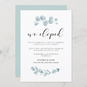 We eloped Greenery wedding announcement