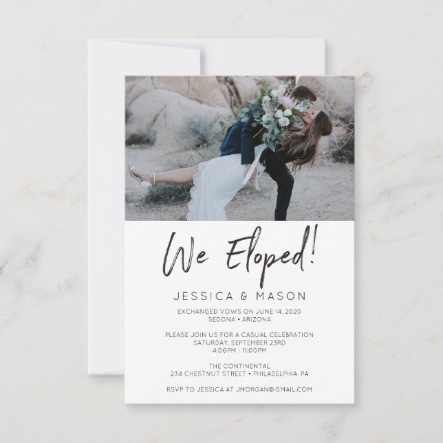 We Eloped Handwritten Invite Eloped Announcement (Front)