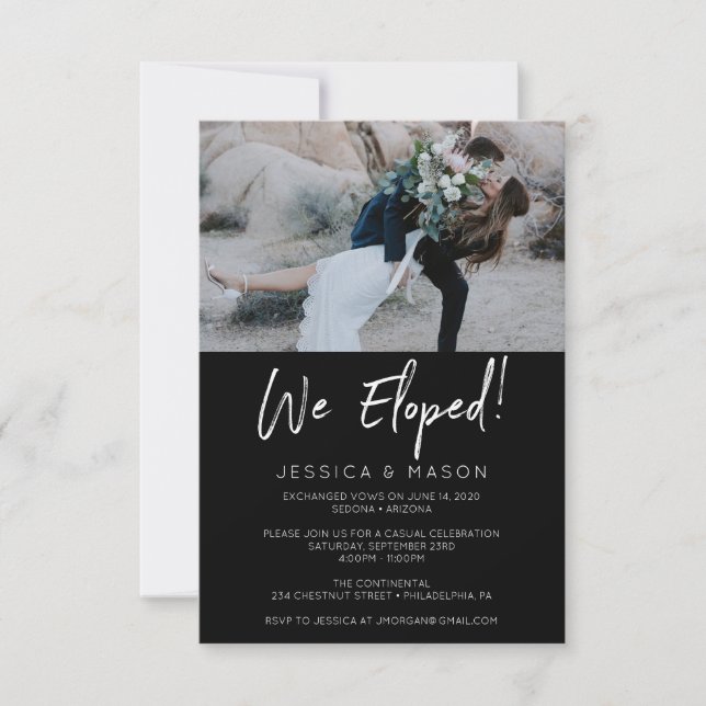 We Eloped Handwritten Invite Eloped Announcement (Front)