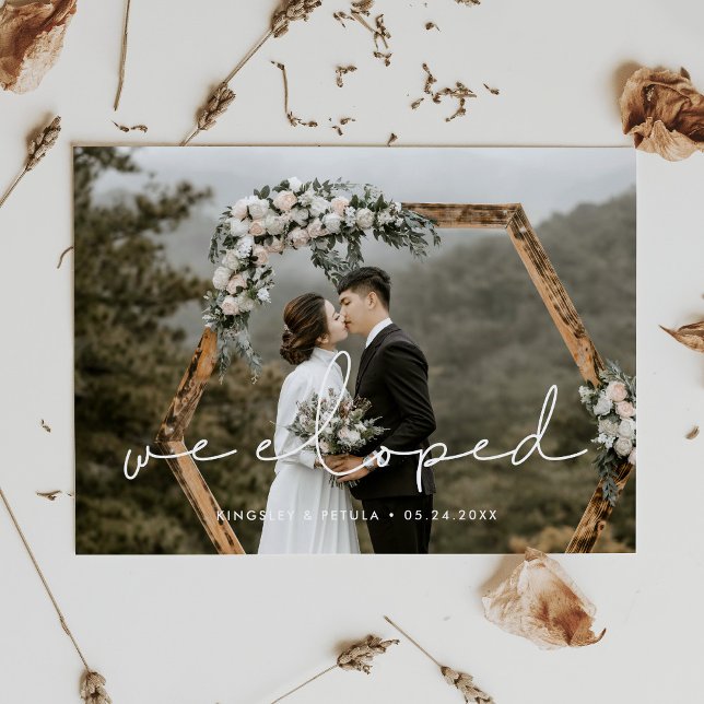 We eloped Handwritten minimalist photo Announcement (Creator Uploaded)