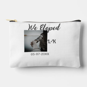We eloped just married add photo name letter date  accessory pouch