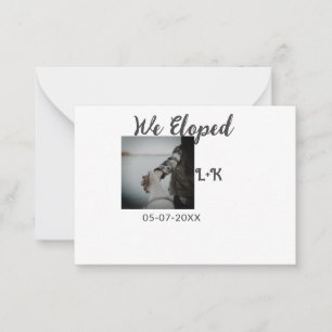 We eloped just married add photo name letter date  card