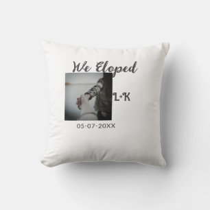 We eloped just married add photo name letter date cushion