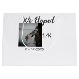 We eloped just married add photo name letter date large gift bag