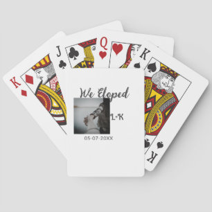 We eloped just married add photo name letter date  playing cards