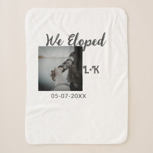 We eloped just married add photo name letter date sherpa blanket