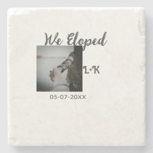We eloped just married add photo name letter date stone coaster