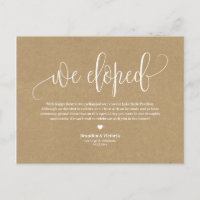 We Eloped | Kraft Paper Pretty Script Elopement