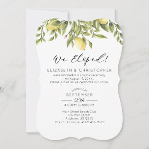 We Eloped Lemons Greenery Wedding Elopement Invitation