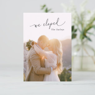 We Eloped Lovely Script Wedding Photo Announcement