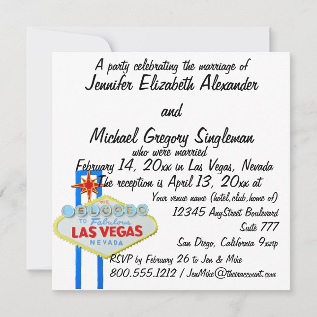 We Eloped Married Announcement Reception (Front)