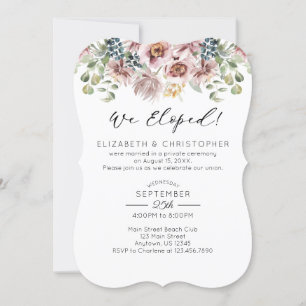 We Eloped Mauve Peonies Floral Wedding Elopement Invitation