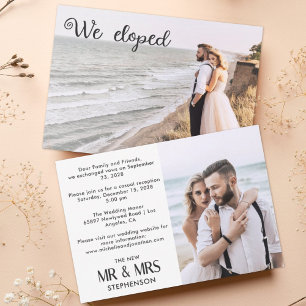 We eloped modern minimalist 2 photo announcement