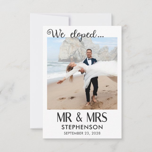 We eloped modern minimalist photo QR Code wedding (Front)