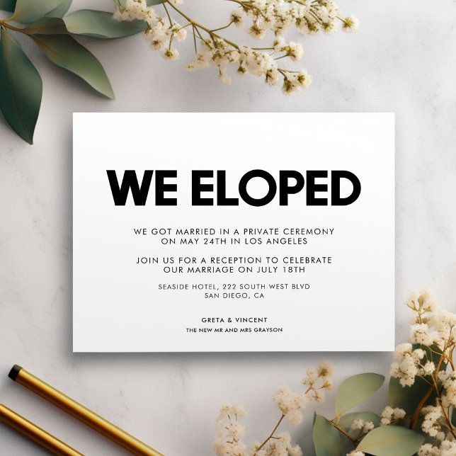 We eloped Modern wedding announcement Postcard (Creator Uploaded)