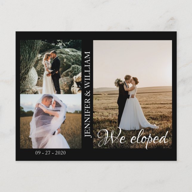 We Eloped Photo Collage Wedding Announcement  (Front)