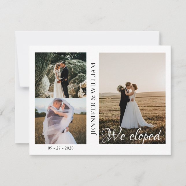 We Eloped Photo Collage Wedding Announcement  (Front)