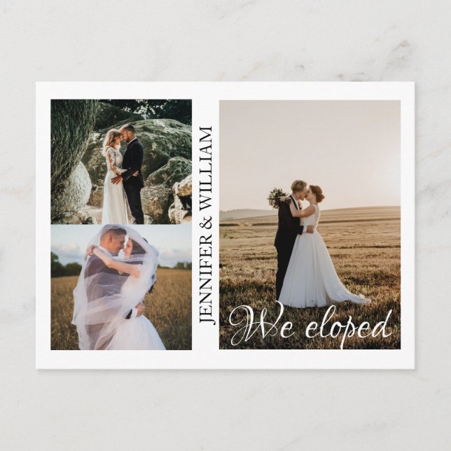 We Eloped Photo Collage Wedding Announcement  Postcard (Front)