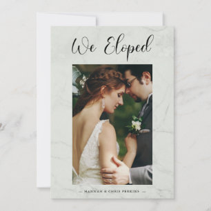 We Eloped Photo Wedding Elegant Marble Effect Invitation