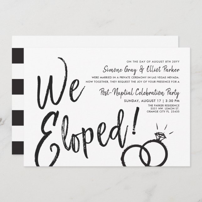 We Eloped | Post Nuptial Dinner Invitation (Front/Back)