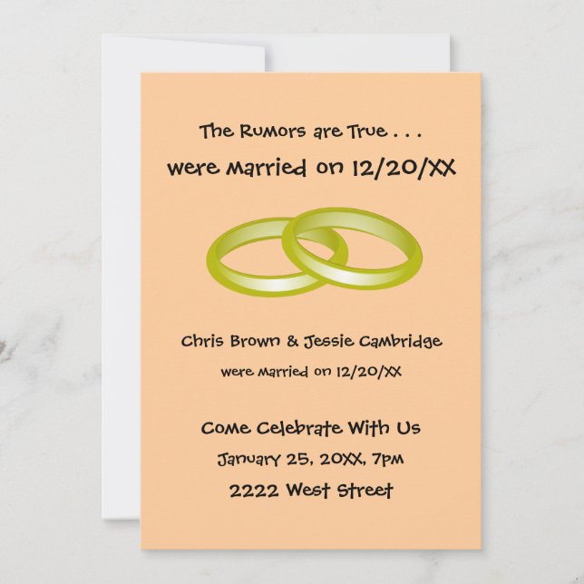 We Eloped! post wedding party invitation (Front)