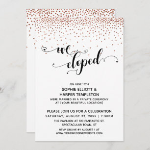 We Eloped Script Copper Confetti Reception-Only Invitation