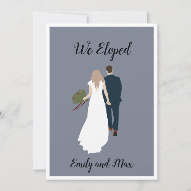 "We Eloped" Simple Wedding Announcement Cards (Front)