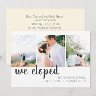 We Eloped Three Photo Announcement