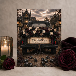 We Eloped Vintage Truck Crimson Floral Magnet